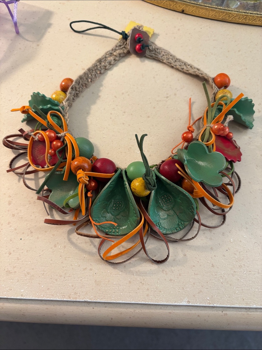 Handcrafted Green and Multi-Color Statement Necklace